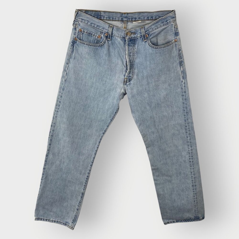 Vtg 90s Levis 501 XX Jeans | 34x30 | Button Fly | Light Wash Distressed | Mexico